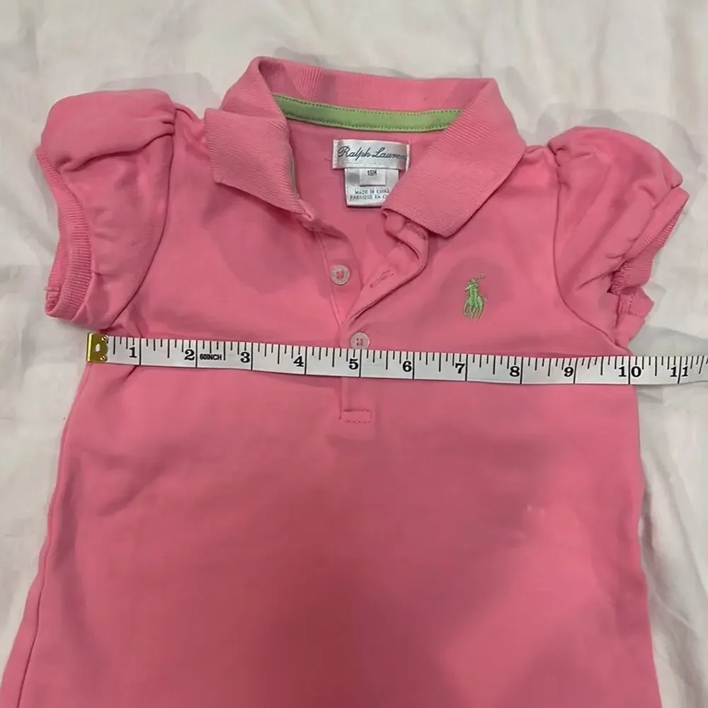 Ralph Lauren Girls Collard Ruffle Bottom Dress 18m Pink